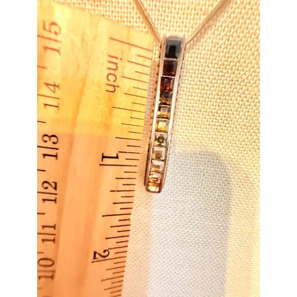 Vintage Brighton Crystal Bar Pendant Necklace 16+3”